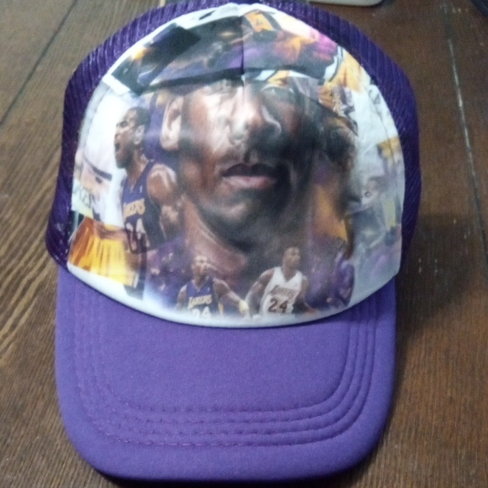 New KOBY BRYANT Purple Gold White Basketball Themed Trucker Hat